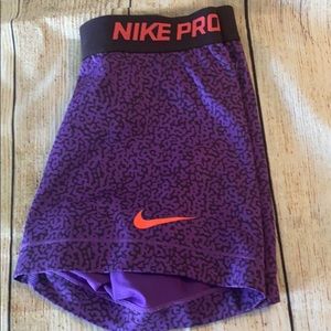 Nike Pro printed purple spandex short Size small